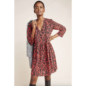 Anthropologie Maeve Juno Christiana Tunic Red Floral Dress